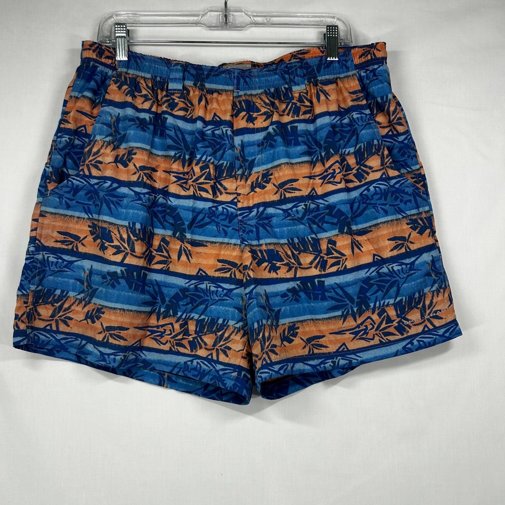 Columbia PFG Blue Orange Tropical Fish Print Performance Shorts Men's Size L